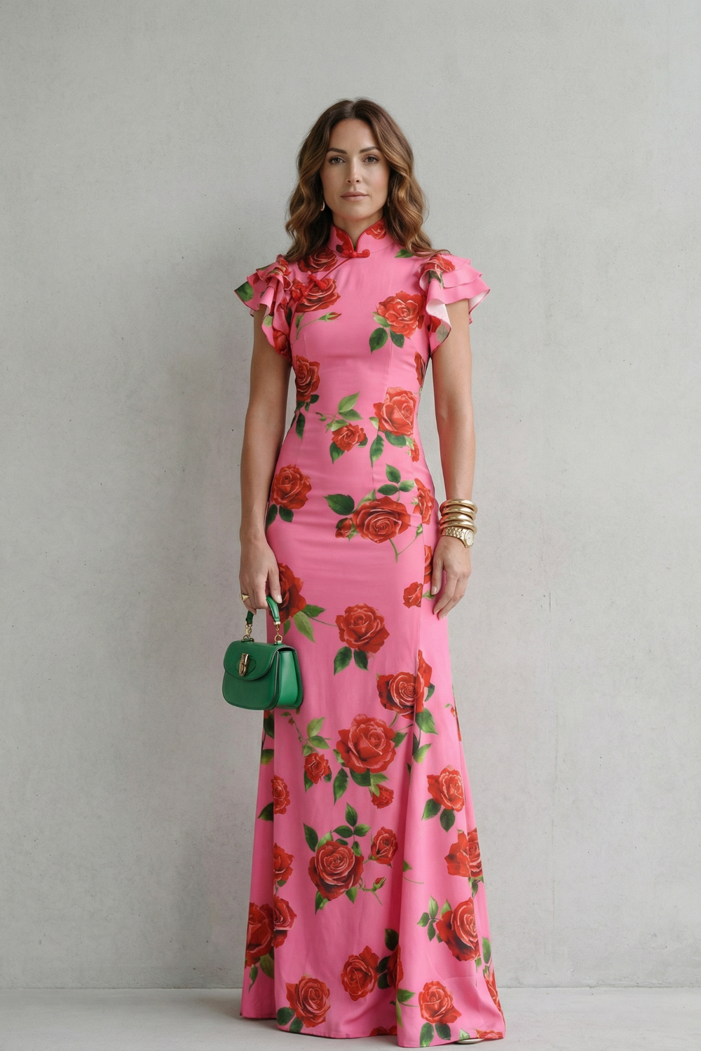 Romantic Rose Print Maxi Dress