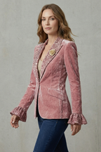 Printed Lapel Statement Velvet Blazer