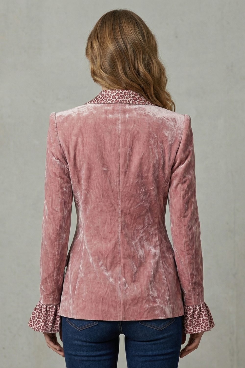 Printed Lapel Statement Velvet Blazer