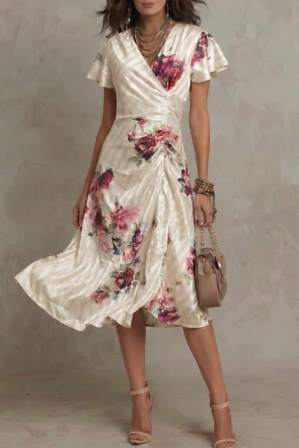 Vintage Satin Romance Midi Dress