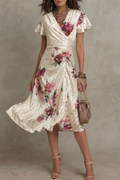 Vintage Satin Romance Midi Dress