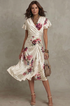 Vintage Satin Romance Midi Dress