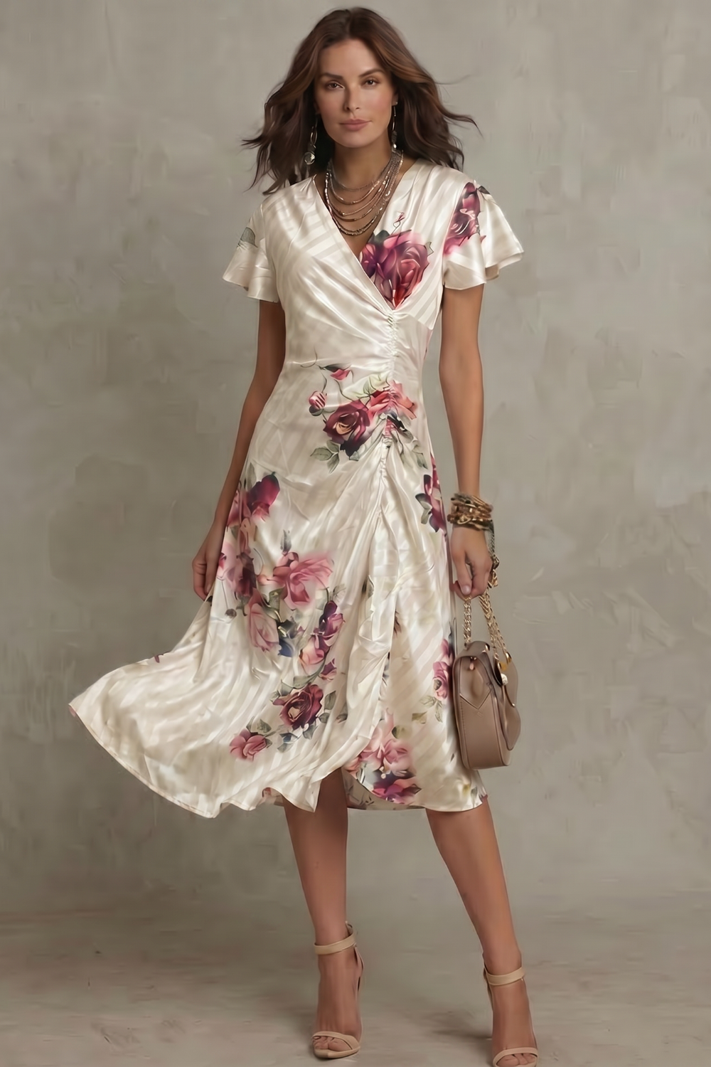 Vintage Satin Romance Midi Dress