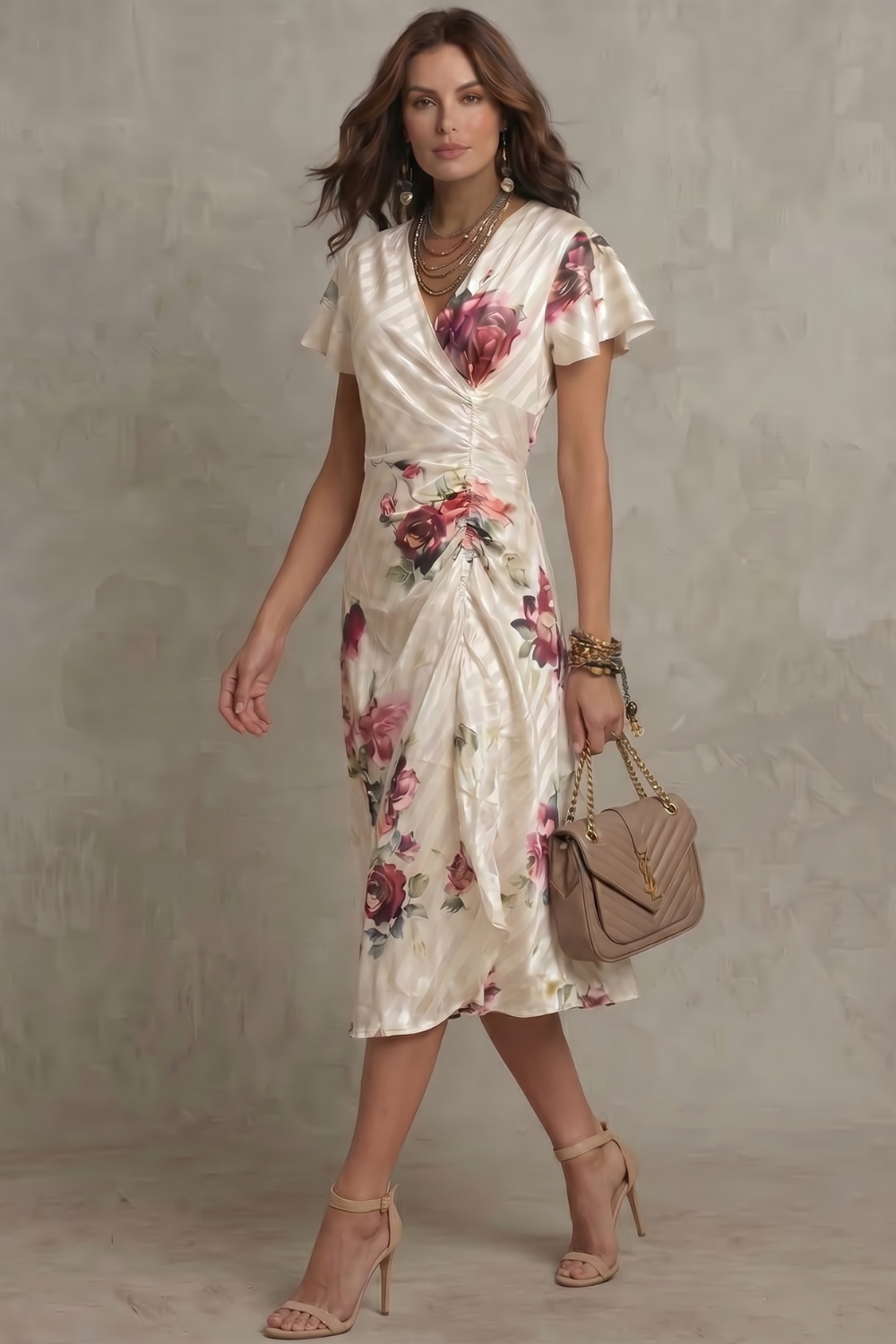 Vintage Satin Romance Midi Dress