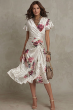 Vintage Satin Romance Midi Dress