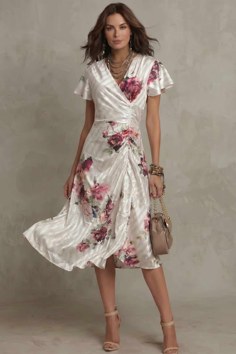 Vintage Satin Romance Midi Dress