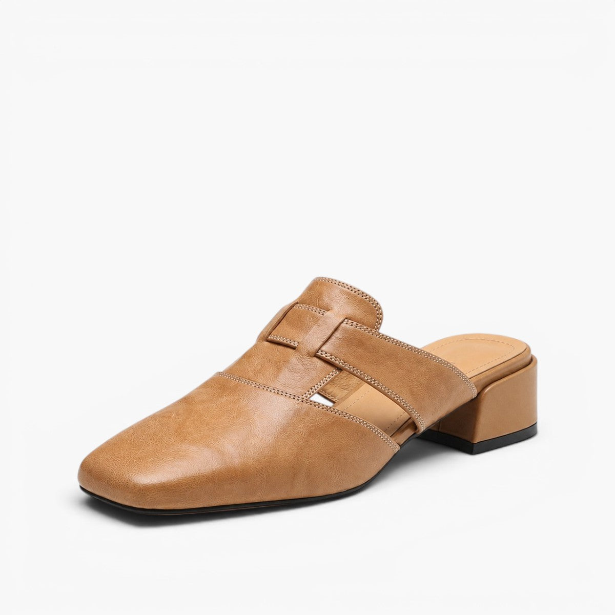Rosel Square-Toe Leather Mules