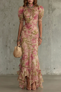 Romantic Floral Silhouette Maxi Dress