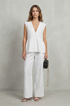 Soft Ruffle Elegance Top And Trouser Set