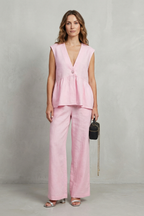 Soft Ruffle Elegance Top And Trouser Set