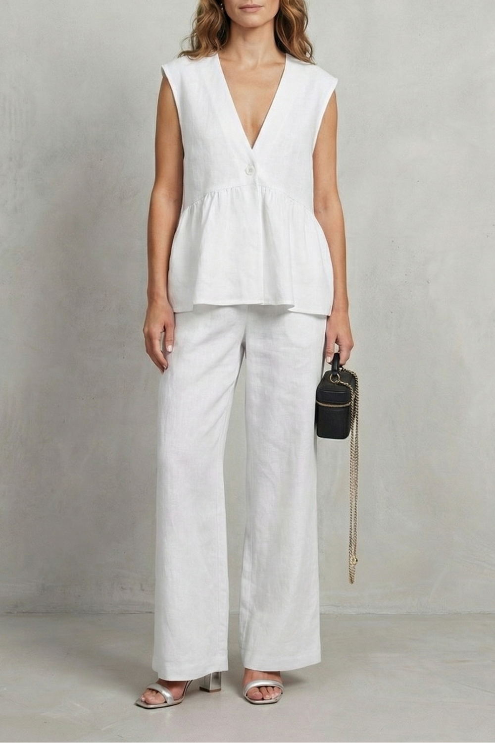 Soft Ruffle Elegance Top And Trouser Set