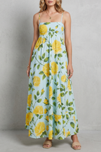 Square Neck Floral Charm Maxi Dress