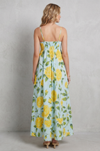 Square Neck Floral Charm Maxi Dress