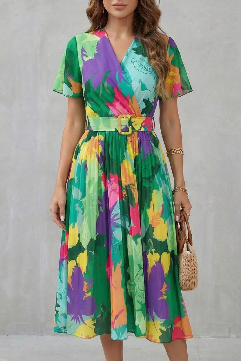 Tropical Floral Charm Midi Dress