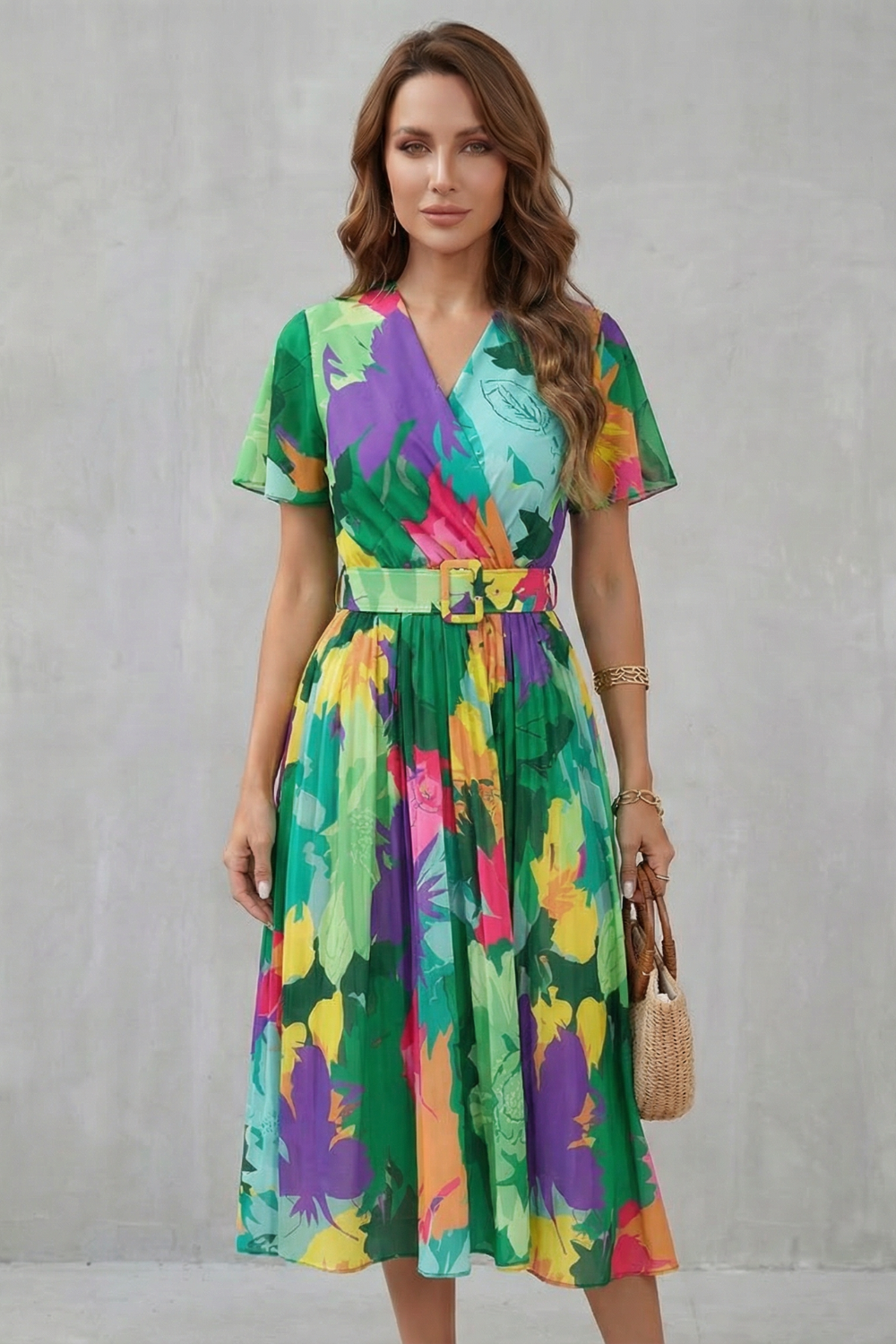 Tropical Floral Charm Midi Dress