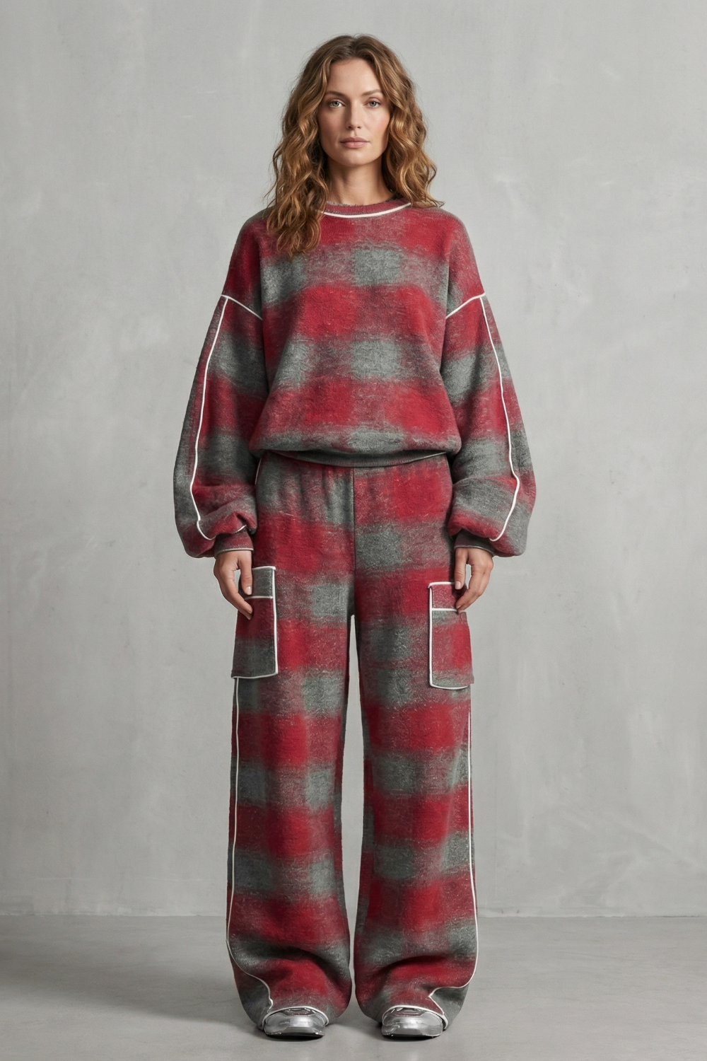 Distressed Plaid Street Style Two Piece Set
