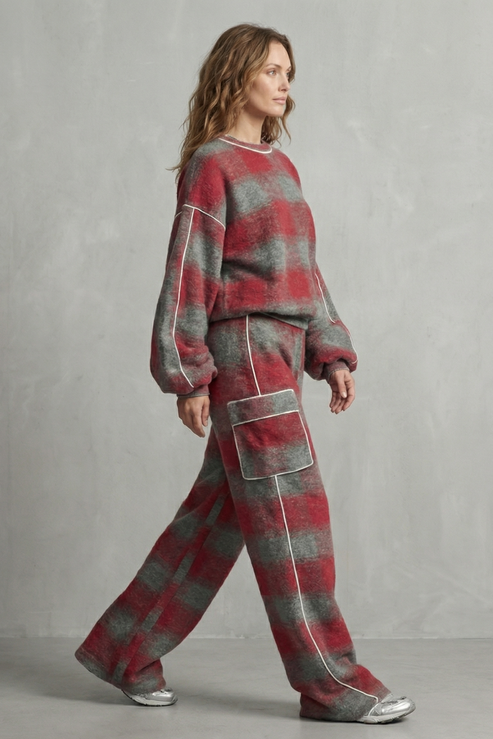 Distressed Plaid Street Style Two Piece Set