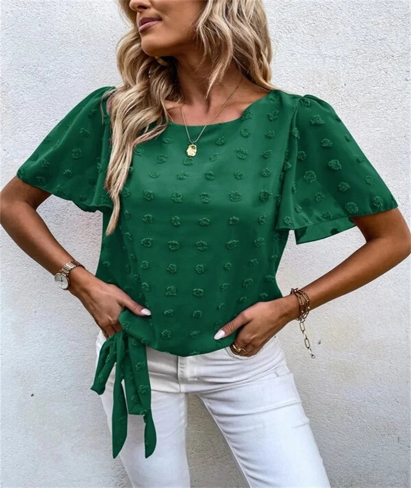 Feminine Blouse with 3D Floral Details