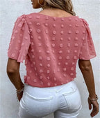 Feminine Blouse with 3D Floral Details