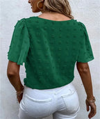 Feminine Blouse with 3D Floral Details