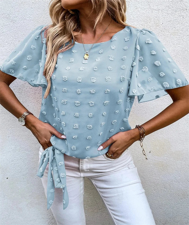 Feminine Blouse with 3D Floral Details
