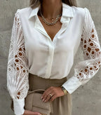 Sophisticated Blouse with Exquisite Sleeves - White