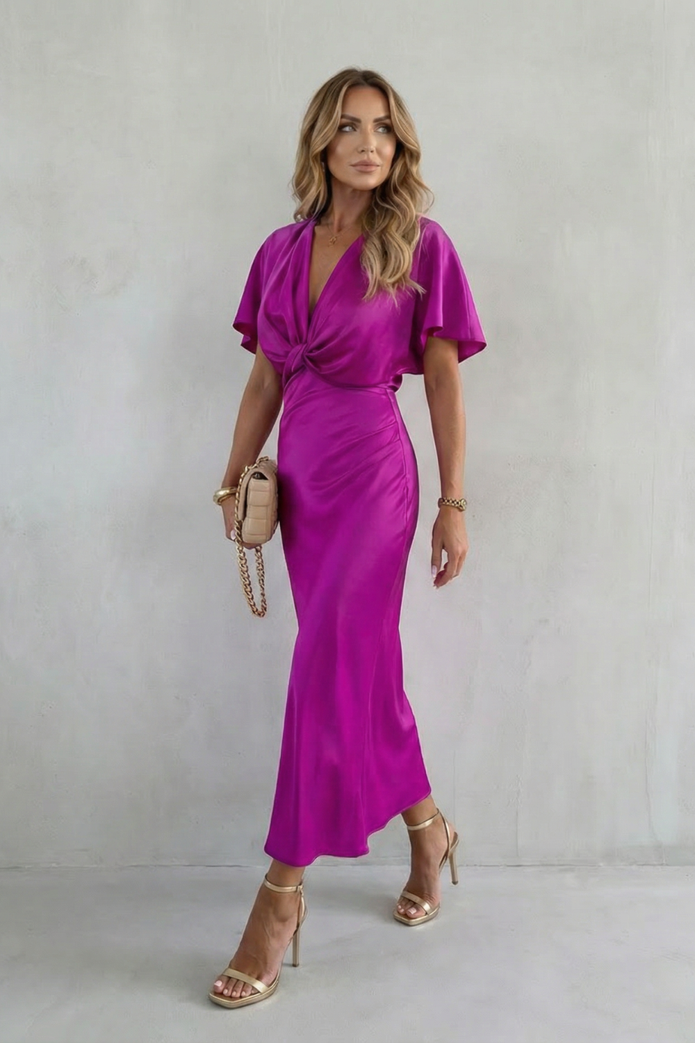 Knot Waist Elegance Midi Dress