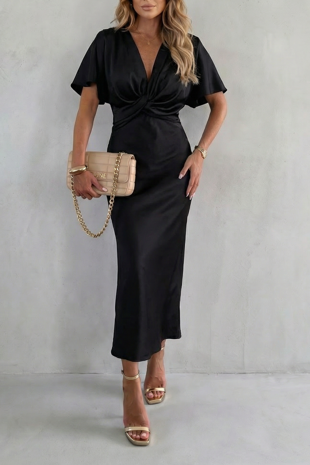 Knot Waist Elegance Midi Dress