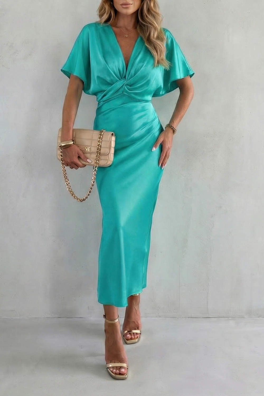 Knot Waist Elegance Midi Dress