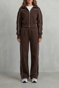 Urban Edge Piped Zip Jacket & Wide-Leg Pants Set