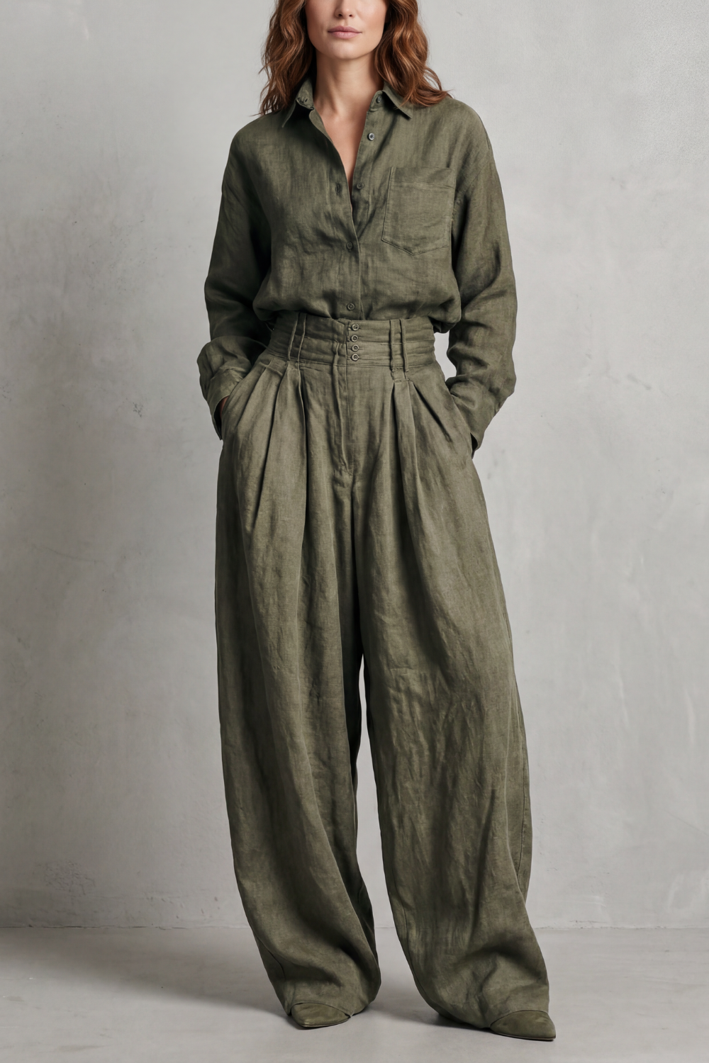 Relaxed Neutral Tailoring Two-piece Set