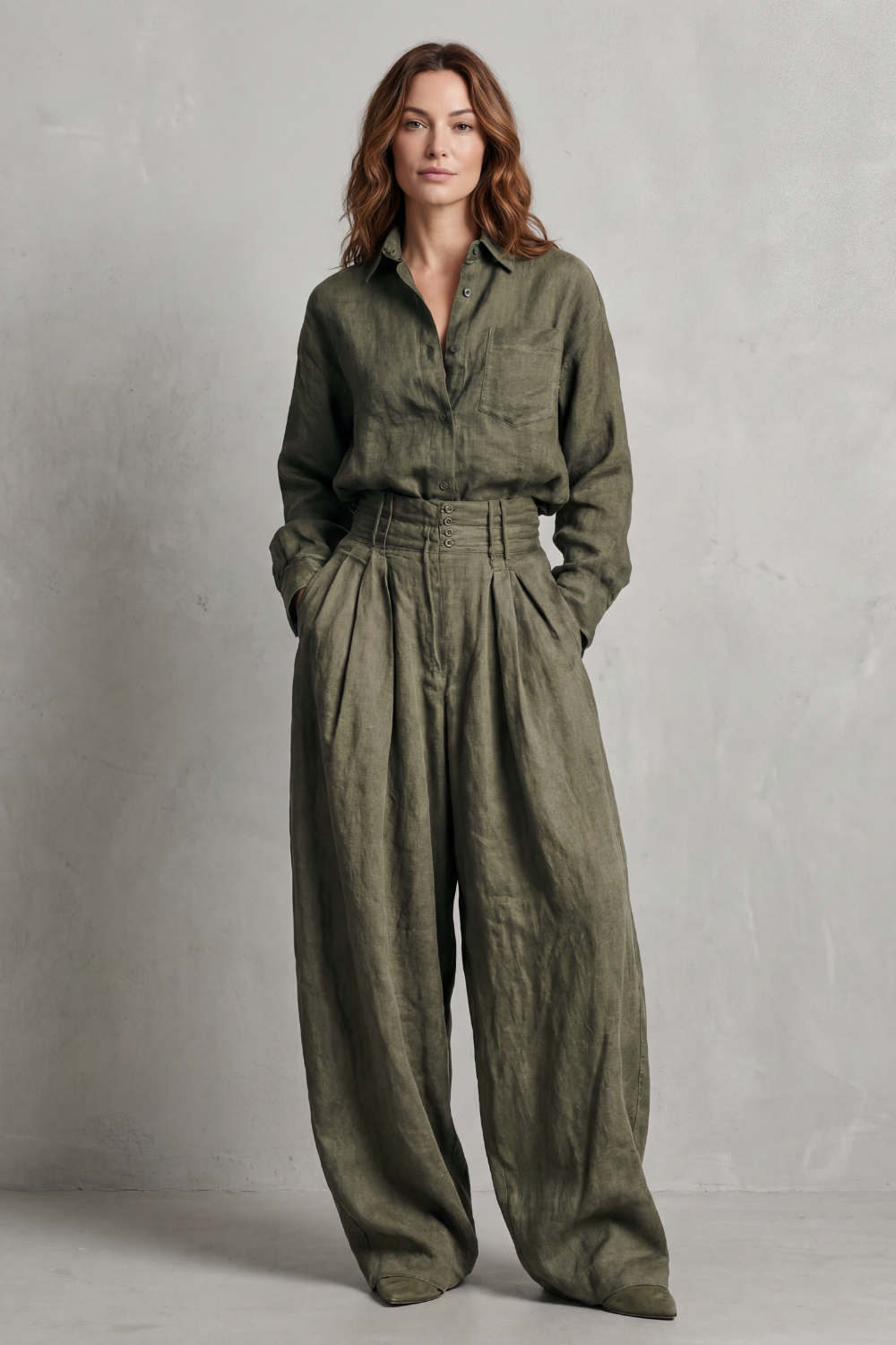Relaxed Neutral Tailoring Two-piece Set
