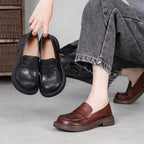 Demeris Leather Round-Toe Loafers