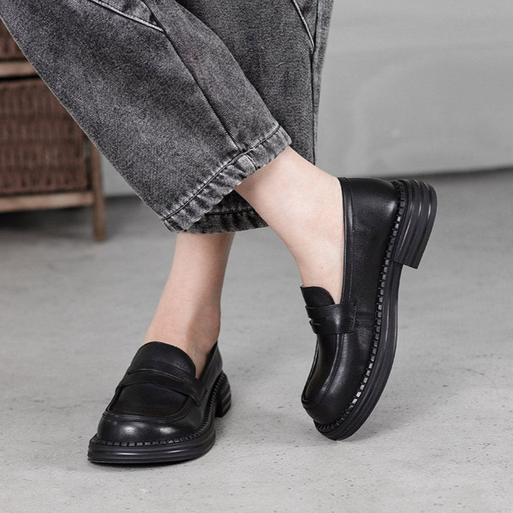 Demeris Leather Round-Toe Loafers
