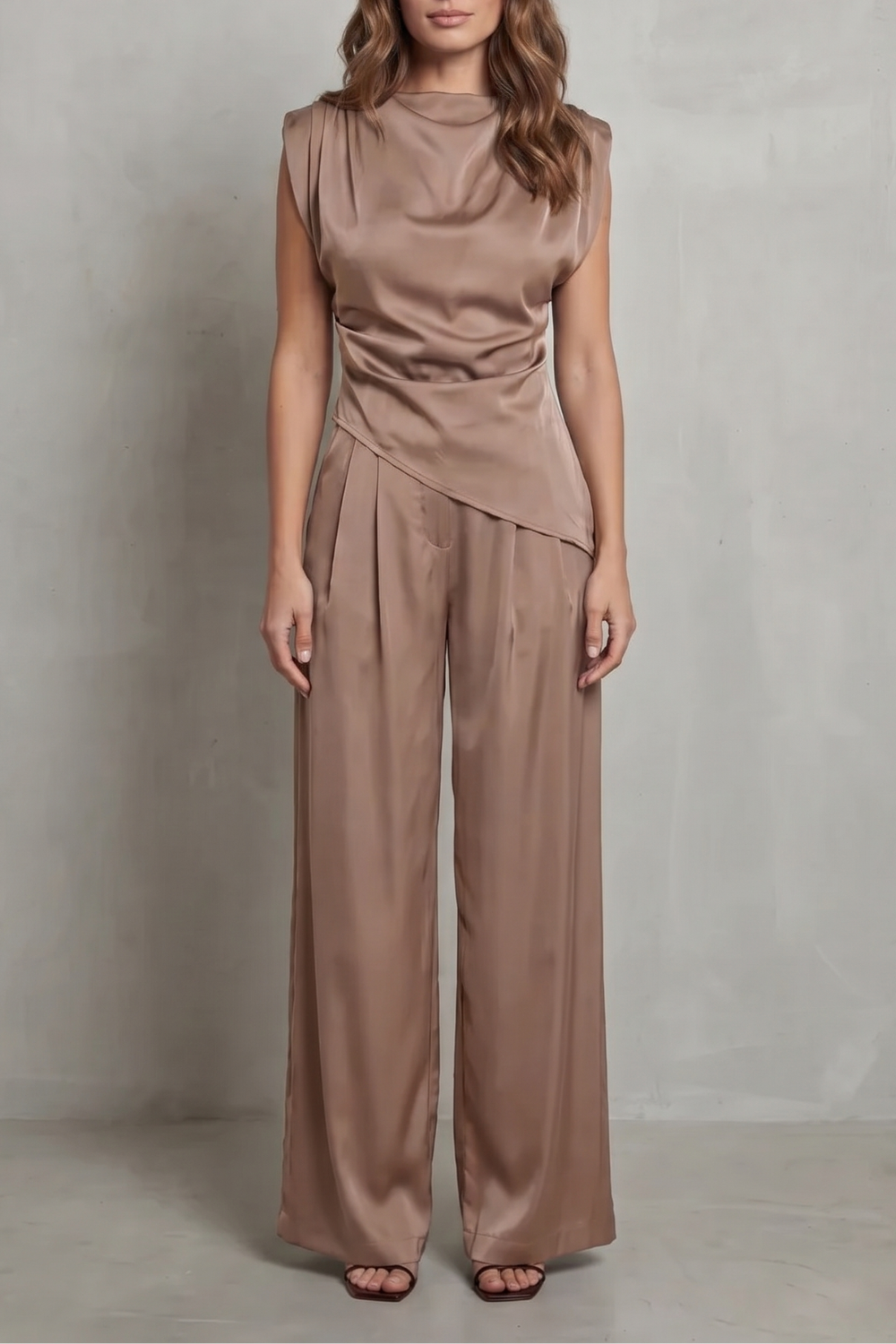 Draped Waist Detail Casual Elegance Set