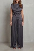 Draped Waist Detail Casual Elegance Set