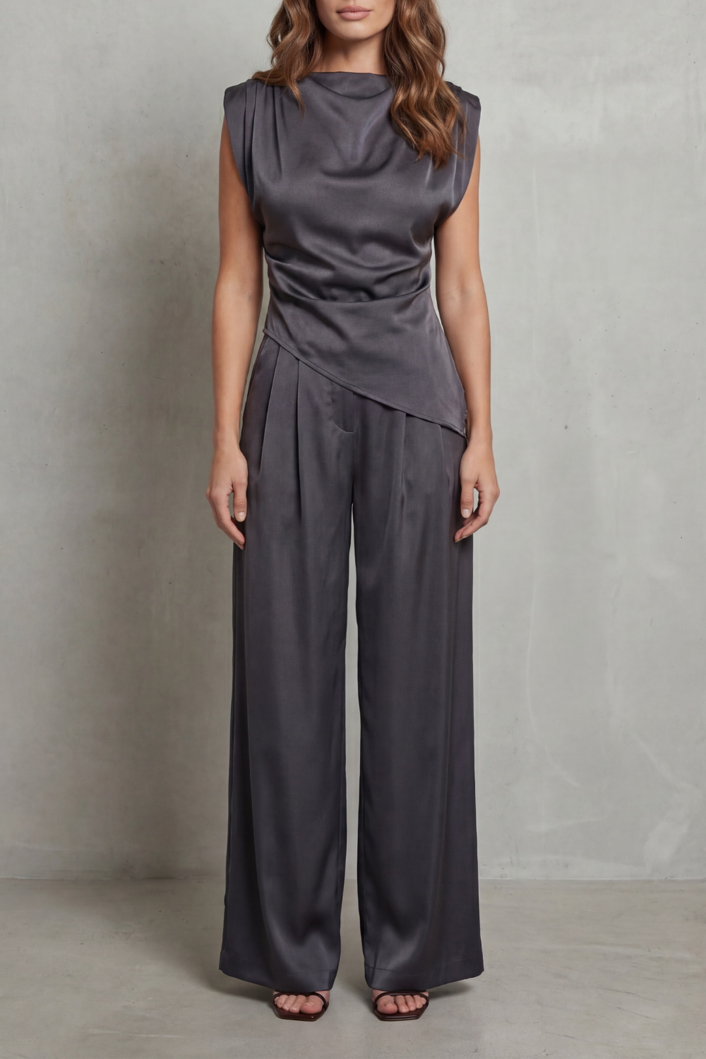 Draped Waist Detail Casual Elegance Set