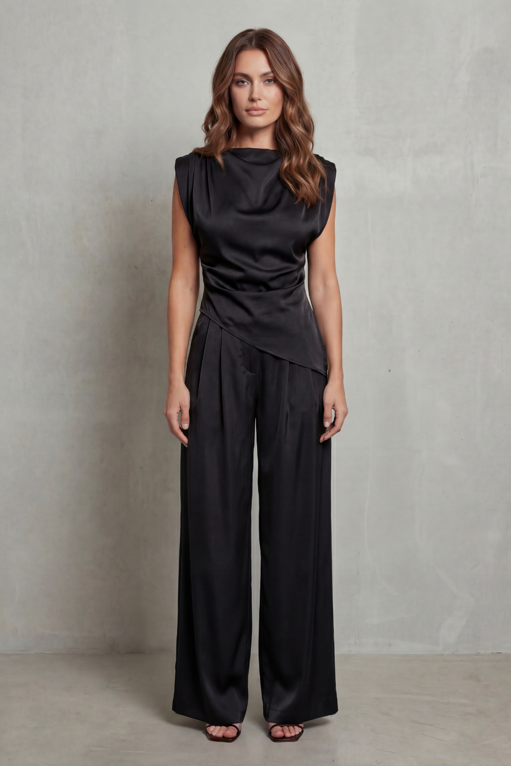 Draped Waist Detail Casual Elegance Set