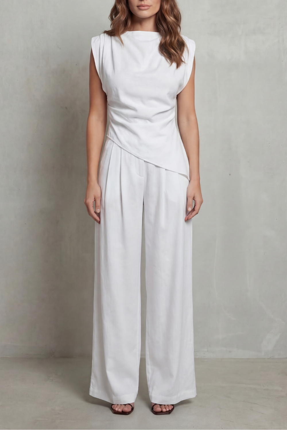 Draped Waist Detail Casual Elegance Set