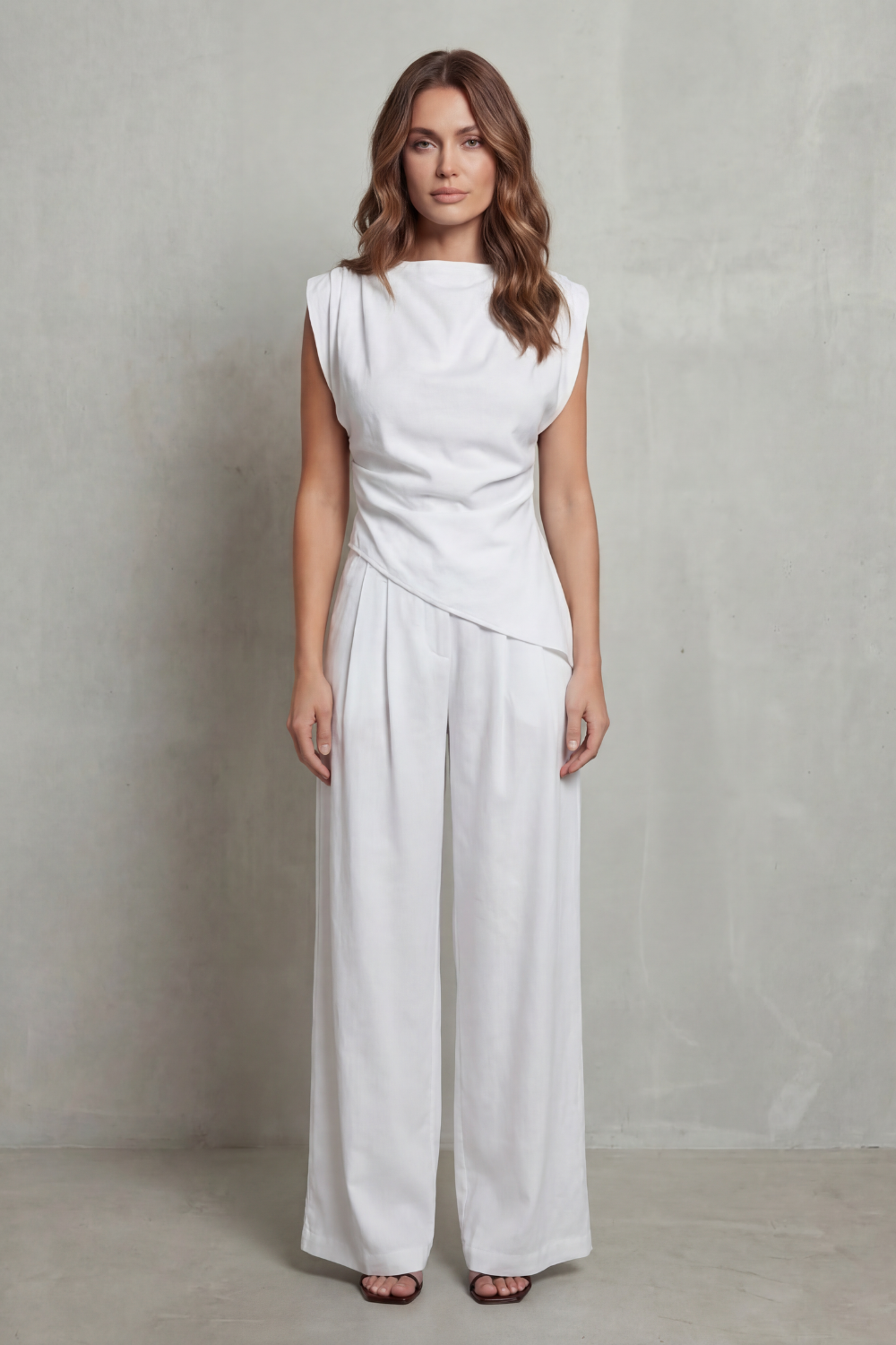 Draped Waist Detail Casual Elegance Set