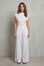 Draped Waist Detail Casual Elegance Set