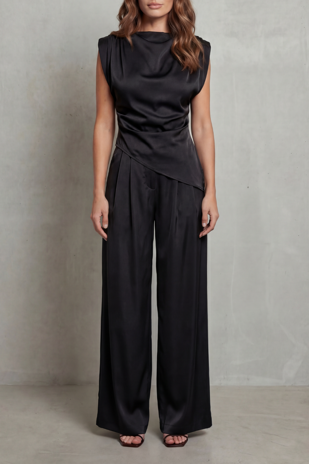 Draped Waist Detail Casual Elegance Set