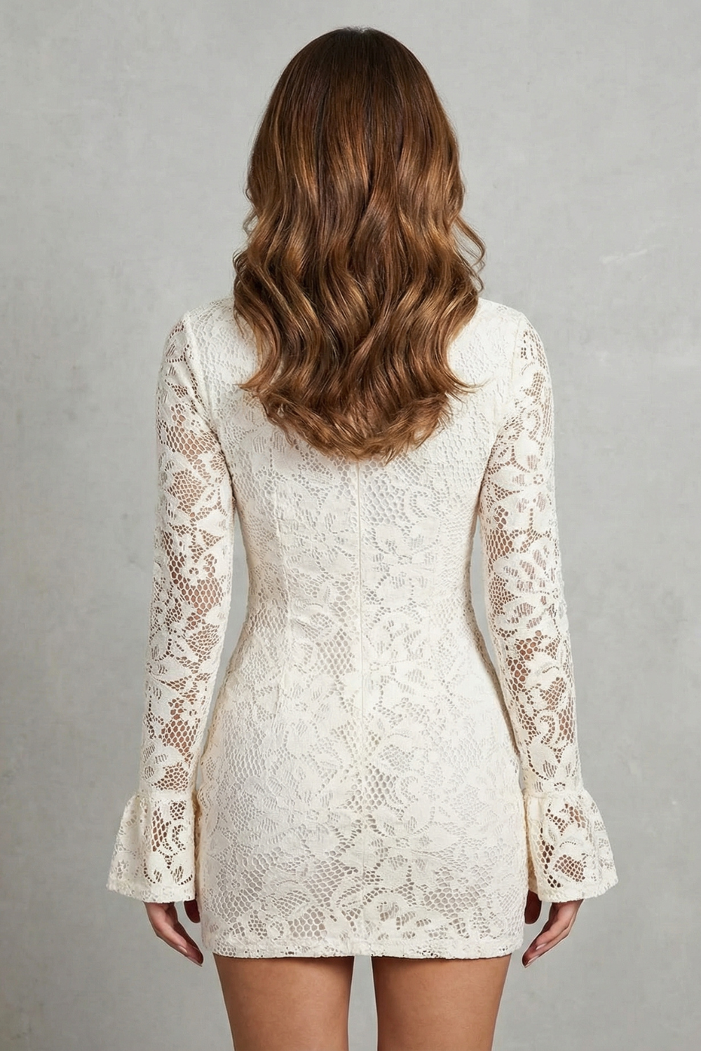 Romantic Lace Allure Long Sleeve Mini Dress