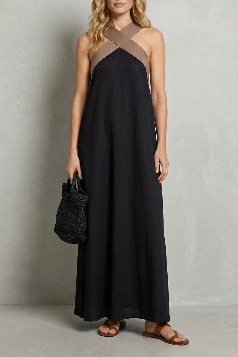 Cross-halter Elegance Maxi Dress