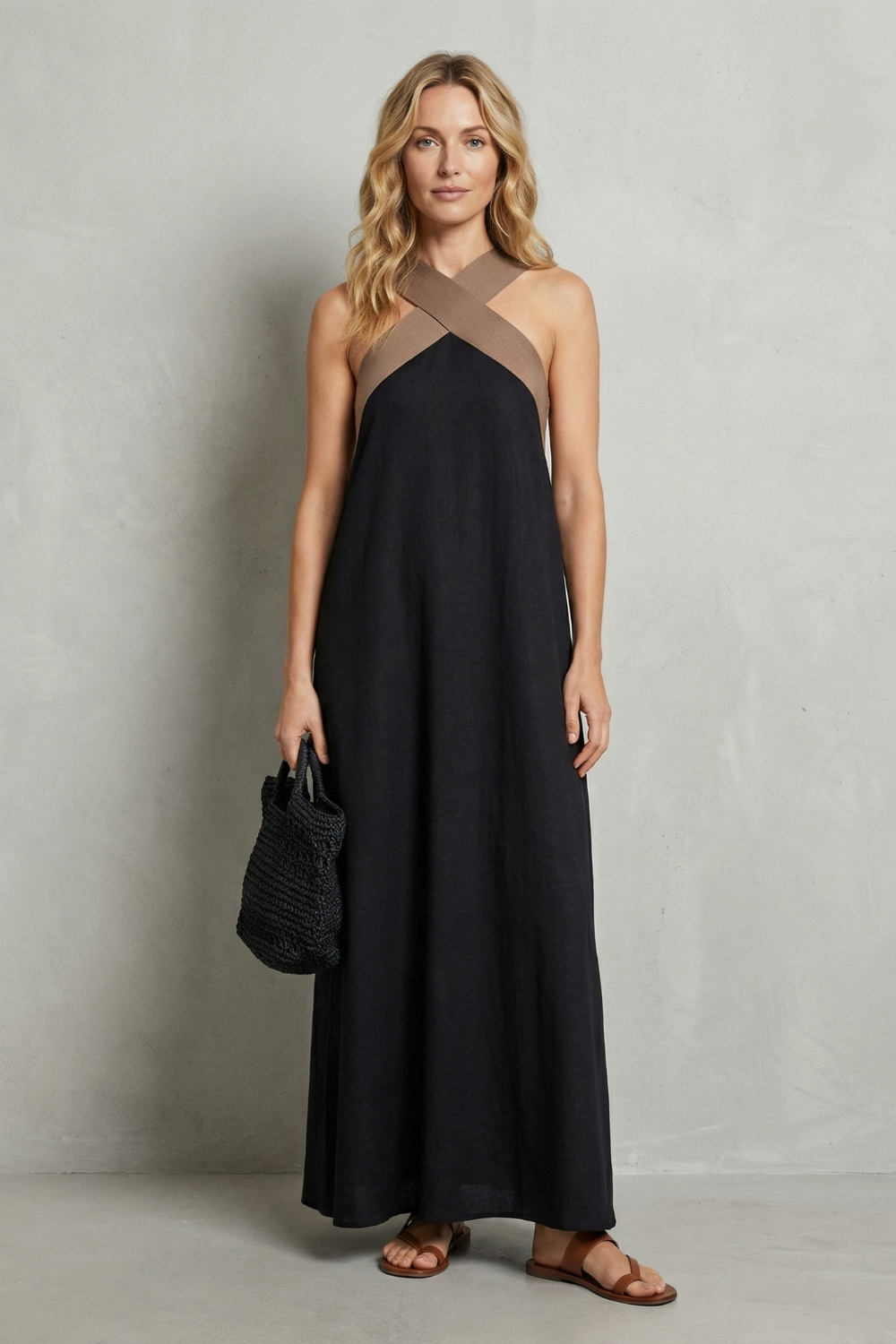 Cross-halter Elegance Maxi Dress