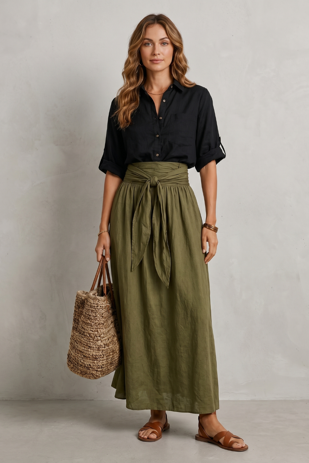Effortless Resort Elegance Maxi Skirt Set