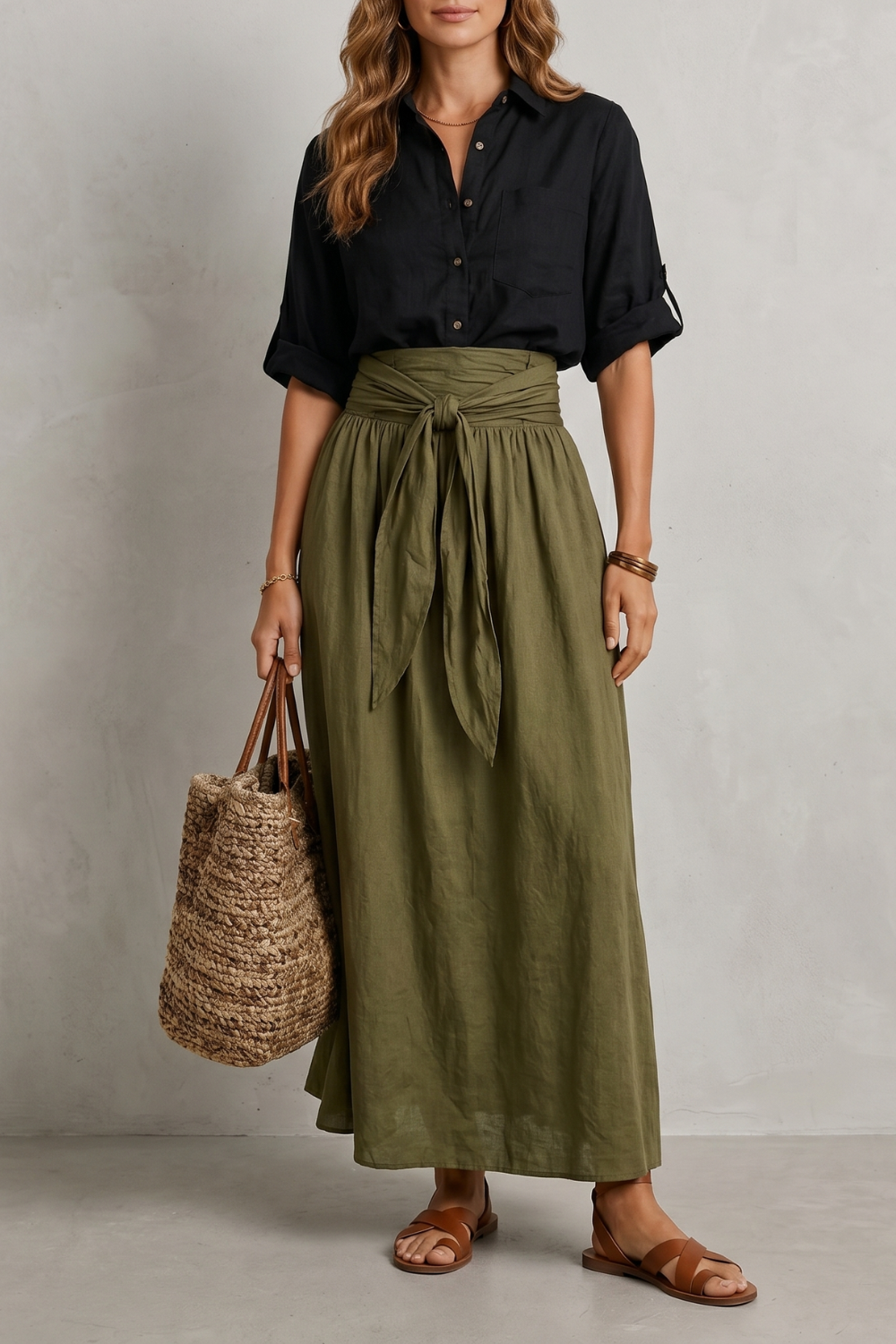 Effortless Resort Elegance Maxi Skirt Set