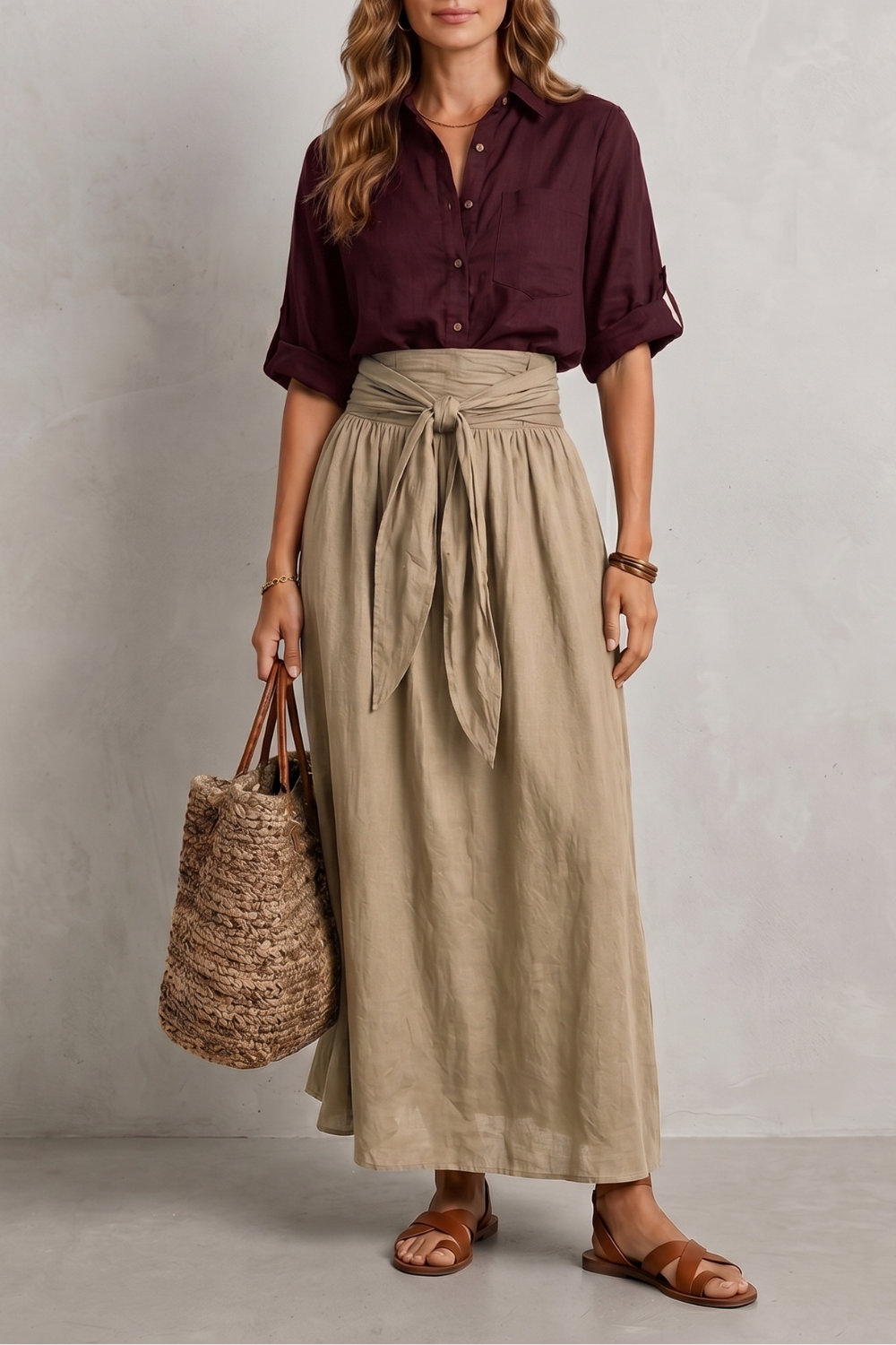 Effortless Resort Elegance Maxi Skirt Set