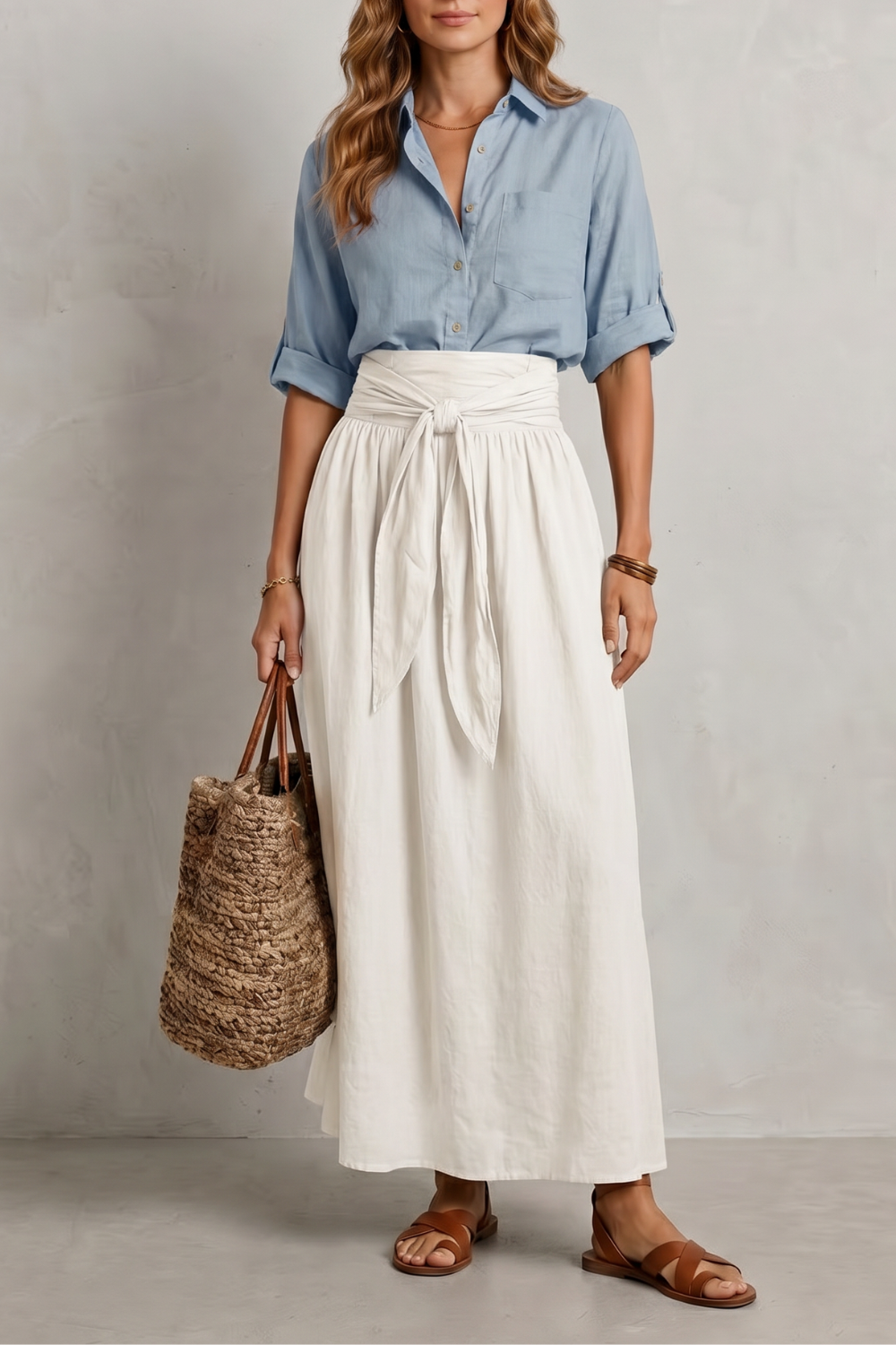 Effortless Resort Elegance Maxi Skirt Set