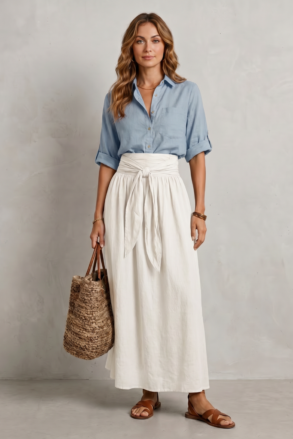 Effortless Resort Elegance Maxi Skirt Set